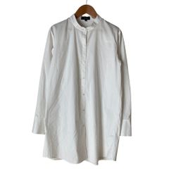 良品 Theory セオリー ロングスリーブ バンドカラー シャツワンピース チュニック S ホワイト レディース 古着 中古 USED