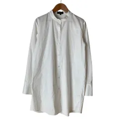 良品 Theory セオリー ロングスリーブ バンドカラー シャツワンピース チュニック S ホワイト レディース 古着 中古 USED