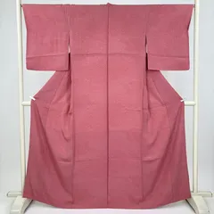 たんす屋 リユース着物（中古） 小紋 紅梅 ピンク カジュアル 伊勢型 袷 絹 【身丈】159cm【裄丈】67cm 洗い済 7650002006468
