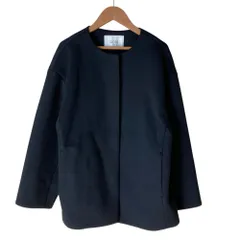 美品 SLOBE IENA スローブイエナ ノーカラーコート ジャケット サイズF ネイビー レディース 古着 中古 USED