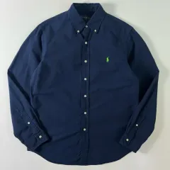 POLO ポロ ラルフローレン 90s 刺繍 コットン ネイビー オックスフォード シャツ