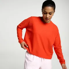 キャリー レディース トップス Tシャツ CALIA Womens Renew Long Sleeve Crop Tee Fresh Red レッドのサムネイル
