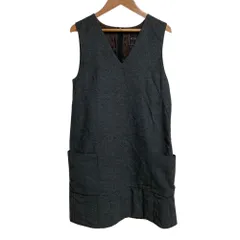 美品 FOXEY フォクシー Vネック スリーブレス ウール ドレス ワンピース 35140 サイズ38 グレー レディース 古着 中古 USED