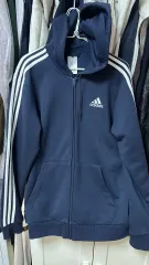 アディダス 3本線 ネイビー フードジップアップ