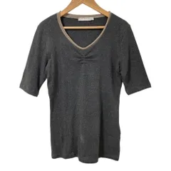 FABIANA FILIPPI ファビアナフィリッピ Vネック ハーフスリーブ ニット カットソー サイズS グレー  レディース 古着 中古 USEDのサムネイル