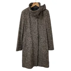 美品 MAX&Co. マックスアンドコー シルク アルパカブレンド ミックスツイード ロングコート サイズ38 グレー レディース 古着 中古 USEDのサムネイル