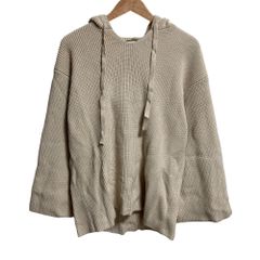 美品 23SS CLANE クラネ WIDE HOOD KNIT TOPS ニット パーカー サイズ1 ベージュ レディース 古着 中古 USED