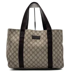 美品 GUCCI グッチ GGプラス トートバッグ GGスプリーム PVC レザー ベージュ ダークブラウン A4収納 自立 肩掛け ハンドバッグ 大容量 ビジネス カジュアル メンズ レディース ユニセックス ビンテージ ヴィンテージ 鞄