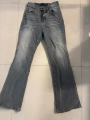 BLIMFIT ハイウエスト ブーツカット デニム ズボン ショート丈