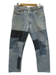 yoused Play vintage リメイクデニム リーバイス Levi's L 綿 コットン パッチワーク風 ブルー系 ボトムス