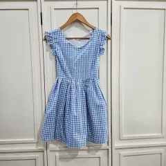 ブルー ギンガムチェック フレア ONE PIECE