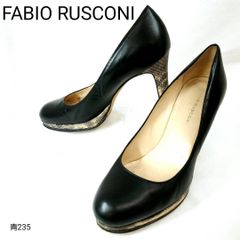新品⭐️FABIO RUSCONI レザーパンプス イタリア製 24.5 37.5 FABIO RUSCONI ブラックレザーパンプス 24-24.5パイソンヒール - メルカリ