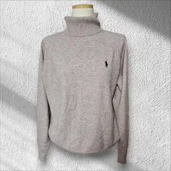 (新品) ポロ 刺繍 タートルネック ニット