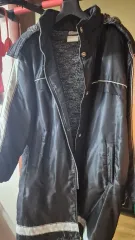 アンブロ ブラック フリース裏地 ダウンジャケット ロング丈 アウター L