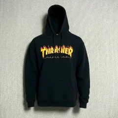 M Thrasher トレッシャー フレイム ブラック フーディーT