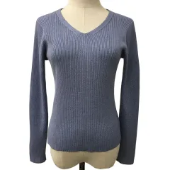 グリーンレーベルリラクシング ユナイテッドアローズ green label relaxing セーター ニット Vネック リブ ラメ 長袖 水色 ライトブルー