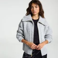 キャリー レディース アウター ニット・セーター CALIA Womens Oversized Full Zip Sweater Light Heather Grey グレー