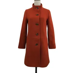 ナチュラルビューティーベーシック NATURAL BEAUTY BASIC コート ハーフ シングル スタンドカラー ウール 無地 S オレンジ