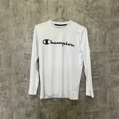 【k-380】Champion チャンピオン ロンT 白 ホワイト メンズM相当 ビッグロゴ 長袖Tシャツ シンプル スポーツ カジュアル 古着 人気 定番 着回し抜群 春秋おすすめ
