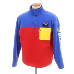 【中古】ポロ ラルフローレン Polo Ralph Lauren ポリエステル ハーフスナップ フリースジャケット ブルーxレッド【サイズM】【メンズ】