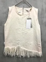 新品 ZARA ザラ ダメージ加工 フリンジ デニム ベスト sizeM/アイボリー ■◆ レディース
