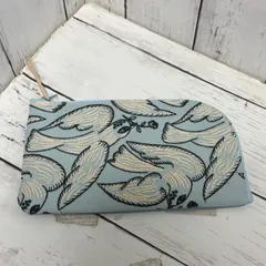 ハンドメイド　ミナペルホネン　following day ライトブルーのL字お財布ポーチ