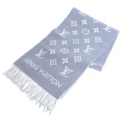 LOUIS VUITTON (ルイヴィトン) マフラー オール アバウト モノグラム ウール フリンジ グレー M79226のサムネイル