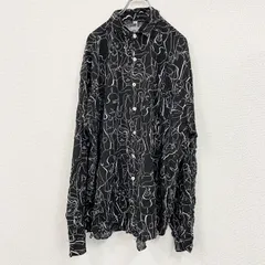 古着 used　CARDCHE　長袖総柄デザインシャツ　黒　ブラック　2XLサイズ
