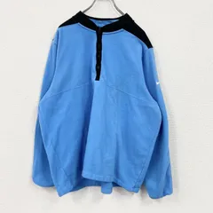 古着 used　NIKE　ナイキ　ハーフジップフリースプルオーバージャケット/ボアジャケット　スウッシュ　水色　ブルー　XLサイズ