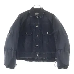 Sacai (サカイ) 22AW 再構築 ドッキング ボタンダウン デニム ダウンジャケット ブラック 22-05501