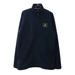 アディダス adidas ジャケット ジャンパー フリース スタンドカラー ジップアップ ロゴ 長袖 160 紺 ネイビー