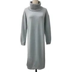 ルーニィ LOUNIE ワンピース Iライン ニット ロング プルオーバー ラウンドネック 長袖 F 水色 ライトブルー