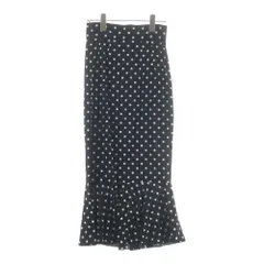 DOLCE & GABBANA (ドルチェアンドガッバーナ) ドット総柄プリント シルク ロング マーメイド スカート ブラック レディース F4V02Tのサムネイル