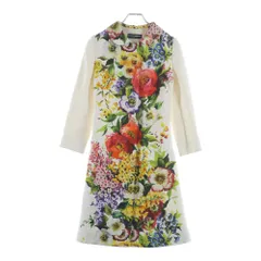 DOLCE & GABBANA (ドルチェアンドガッバーナ) フラワー総柄プリント ジャガード 丸襟 ステンカラーコート ホワイト レディース F0K45Tのサムネイル