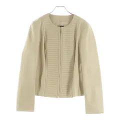 LOEWE (ロエベ) ラムレザー ノーカラー レザージャケット ベージュ レディース