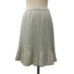 クミキョク 組曲 KUMIKYOKU PRIER スカート プリーツ フレア 膝丈 レース ラメ 総柄 2 黄緑 緑 ライトグリーン グリーン