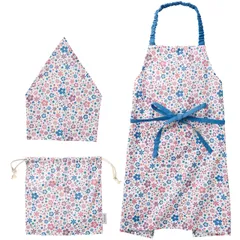 新品 レップ(Rep)リサ キッズエプロン+バンダナ+巾着セット ブルー