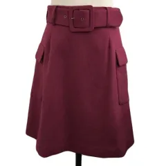 トゥービーバイアニエスベー To b. by agnes b. スカート 台形 ミニ 無地 ベルト 36 紫 ピンク パープル