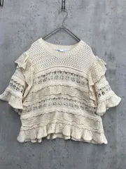 ZARA ザラ フリル コットン ニット セーター sizeM/アイボリー ■◆ レディース