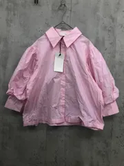 新品 ZARA WOMAN ザラ ウーマン チュール入り ボリューム袖 ポプリンバルーンスリーブ ショート シャツ sizeUSA/M/ピンク ■■ レディース