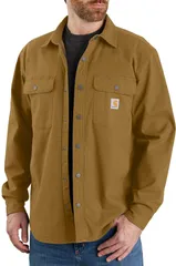 カーハート メンズ アウター ジャケット・ブルゾン シャツ フリース Carhartt Mens Canvas Fleece Lined Shirt Jacket Oak Brown ブラウン