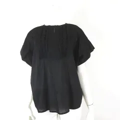 デザインアエラ design aera ボックス ブラウス シャツ ピンタック コットン ボイル フレンチスリーブ 半袖 F 黒 ブラック 美品