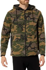ハーレー メンズ アウター パーカー・スウェット シャツ Hurley Mens Wilder Camo Heat FullZip Hooded Sweatshirt Olive オリーブのサムネイル