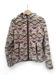 patagonia パタゴニア フリースジャケット 総柄 フード付き レディースM ボア ジップアップ