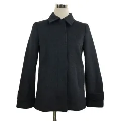 インディヴィ INDIVI ジャケット コート ステンカラー シングル 比翼仕立て ウール 無地 長袖 36 グレー