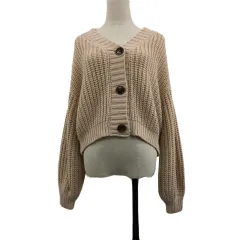 レイカズン Ray cassin カーディガン ニット Vネック 無地 長袖 F ピンク ベージュ