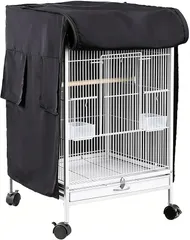 Jiza 鳥ケージ バードゲージ 大型 豪華 複数飼い オカメ インコ 文鳥 オウム セキセイ ボタン (ホワイト（ケージ＋カバー）,  46x46x83CM)