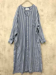 ADAM ET ROPE' アダムエロペ GAE-59020-A AER ストライプ 長袖シャツ ワンピース sizeF/水色 ■■ レディース