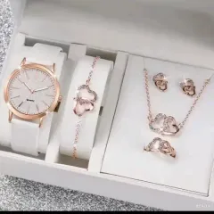 ハート時計/アクセサリーセット 白