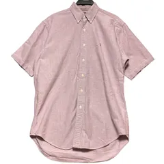 90年代 Ralph Lauren ラルフローレン BLAKE  半袖 ボタンダウンシャツ ワンポイントロゴ 刺繍 オックスフォードシャツ メンズS 古着 100%コットン ピンク パープル系【半袖シャツ】/ IA333